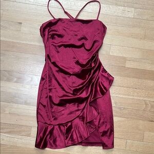 Elegant Burgundy Satin Dress